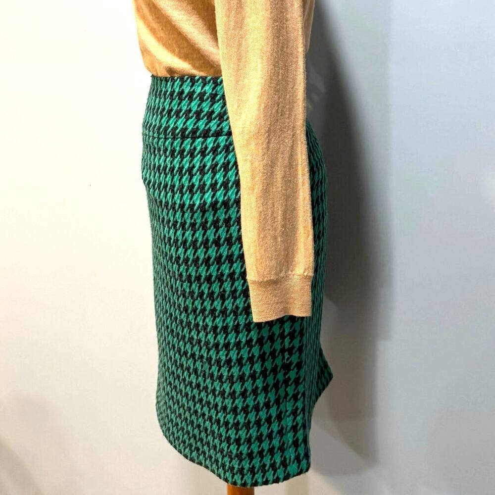 Vintage The Limited Green Black Houndstooth Pencil Skirt Y2K Professional, 14 - Picture 2 of 7